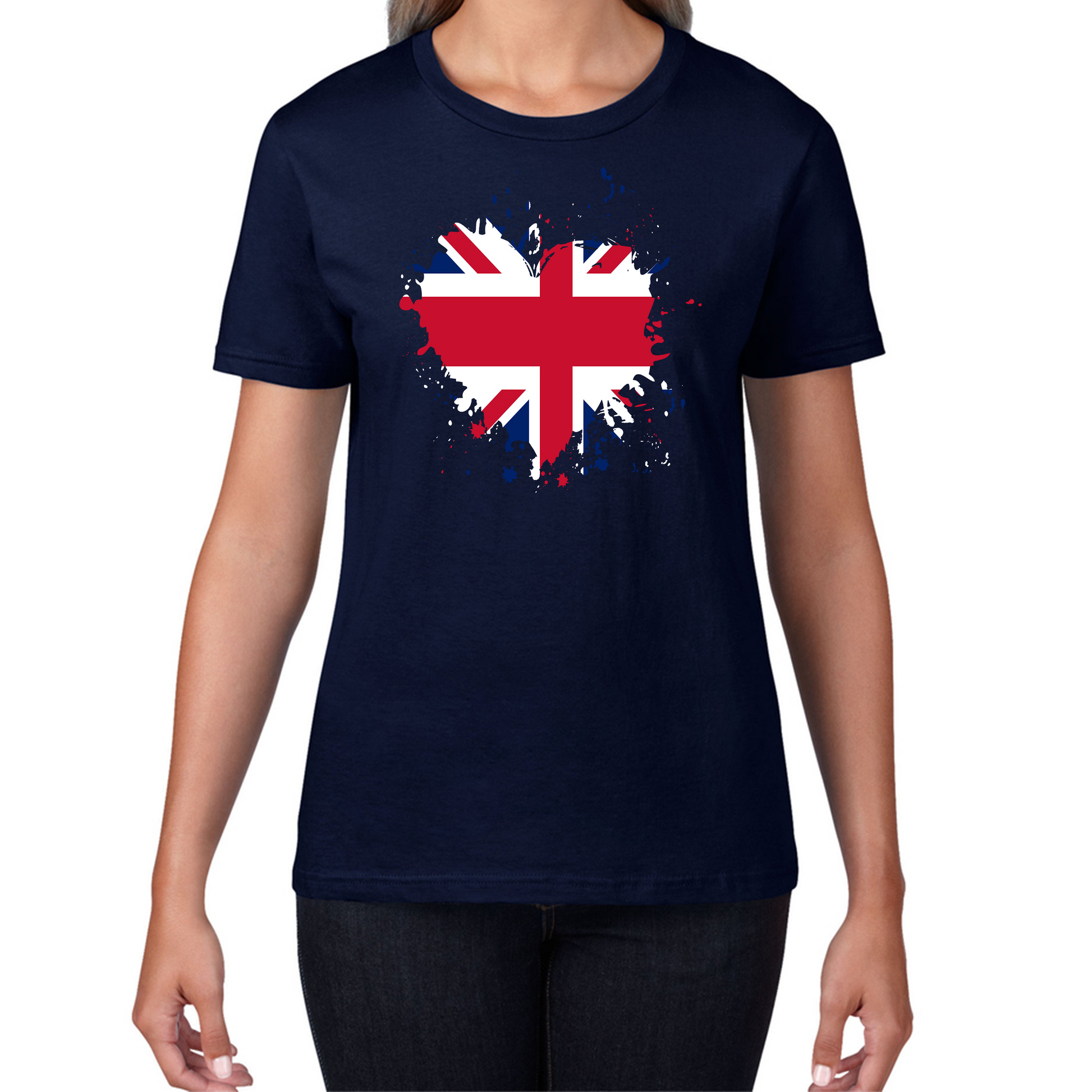 Union Jack Great Britain Heart Flag T Shirt