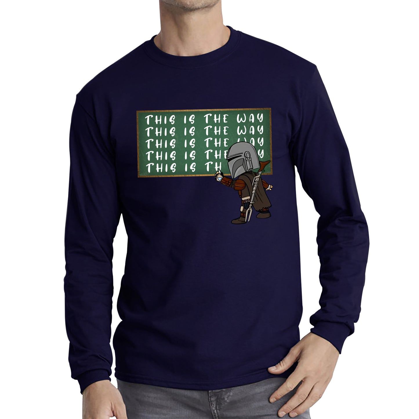 This Is The Way Dadalorian Fight War Warrior With Helmet Funny Gift Long Sleeve T Shirt