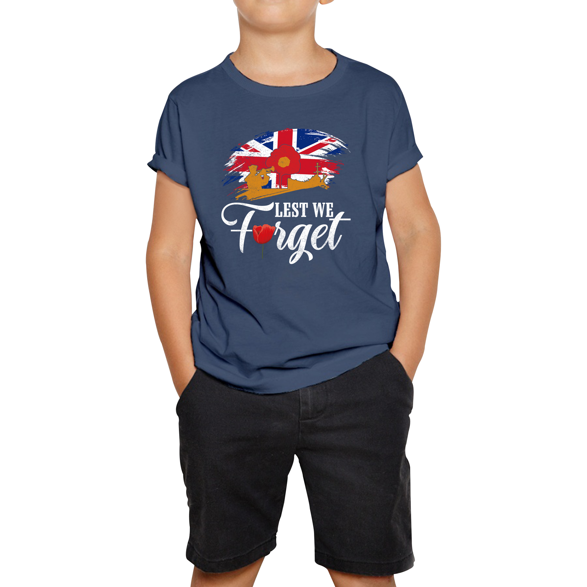 Poppy Flowers Lest We Forget Anzac Day British Veterans T Shirt