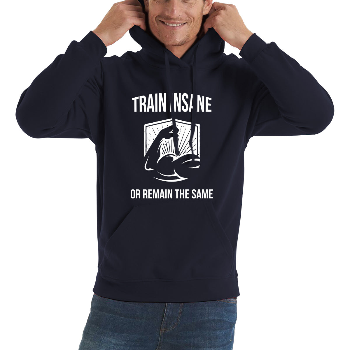 Train Insane Or Remain The Same Bodybuilders Gym Motivational Workout Muscular Bodybuilder Unisex Hoodie