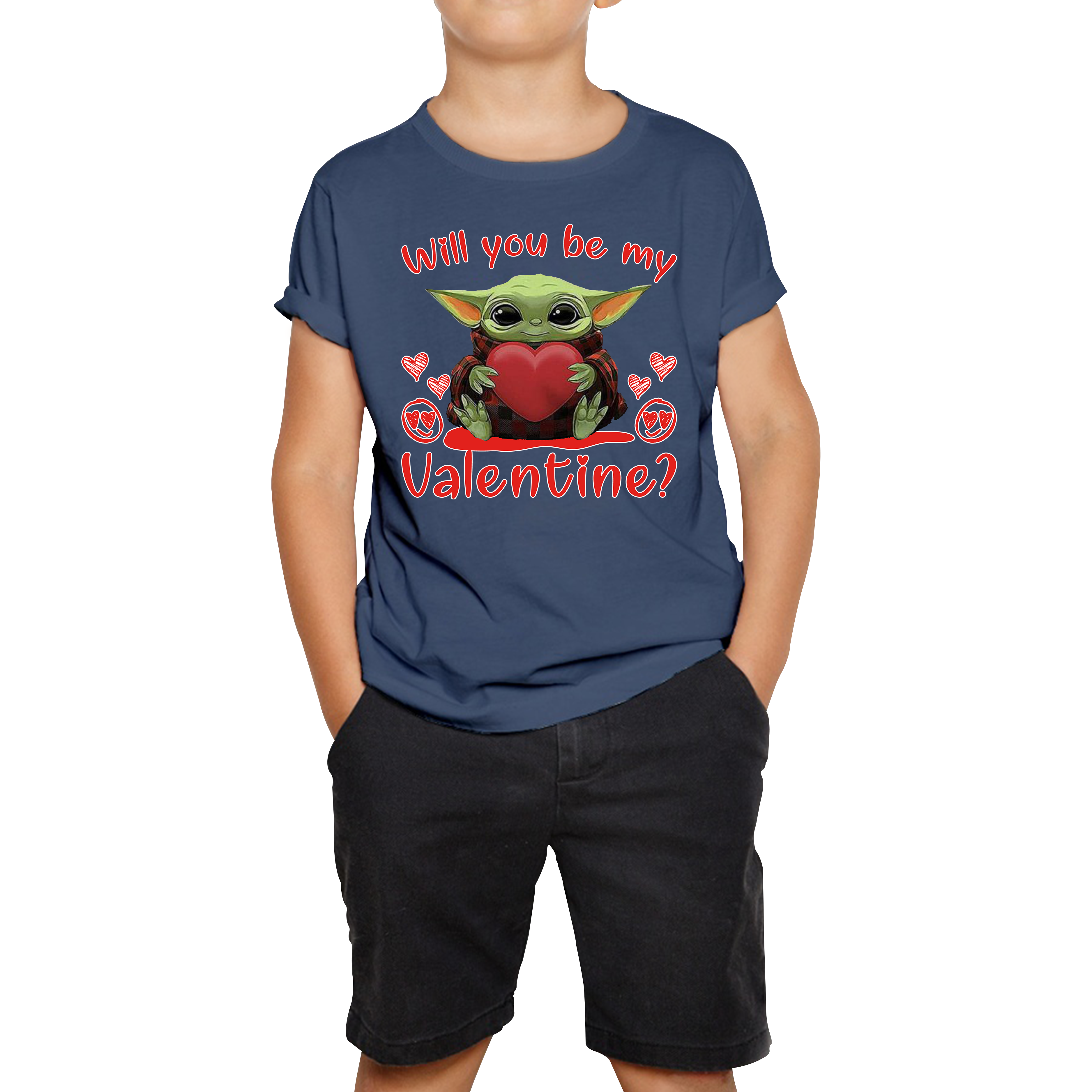 Baby Yoda Tee Top Will You Be My Valentine Kids T Shirt