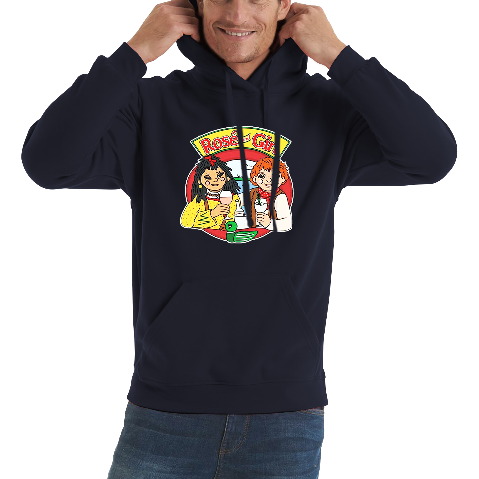 Rosé and Gin Funny 90's TV Show Rosie and Jim Boat Wine Adult Hoodie
