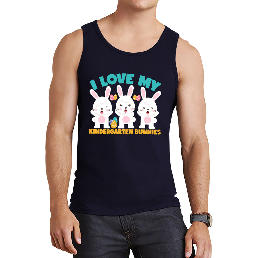 I Love My Kindergarten Bunnies Teacher Easter Bunny Teacher Back To School Tank Top