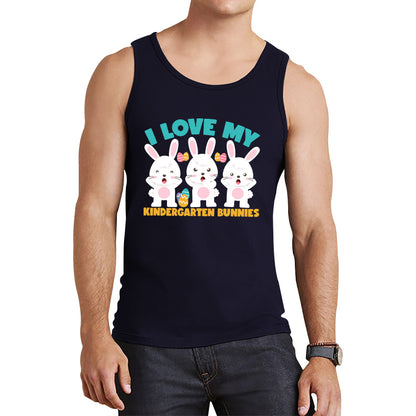 I Love My Kindergarten Bunnies Teacher Easter Bunny Teacher Back To School Tank Top