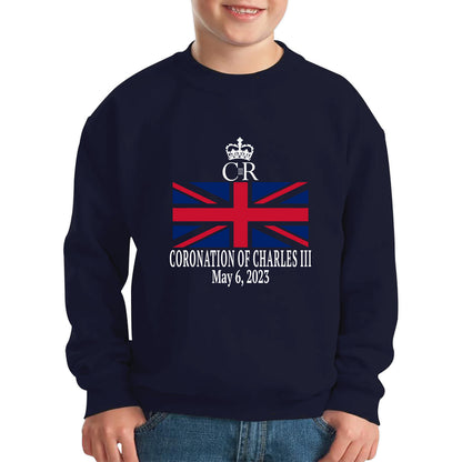 Royal Cypher CR III Coronation Of Charles III 6th May 2023 King Charles III Royal King British Flag Kids Jumper