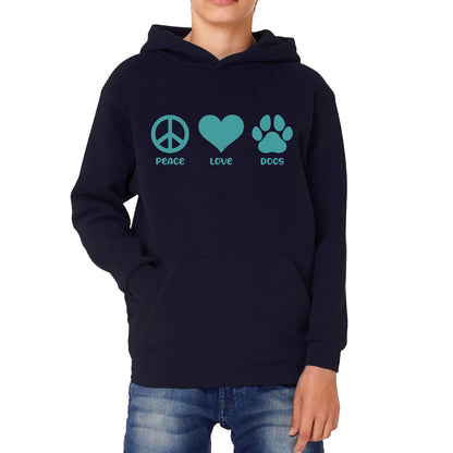 Peace Love Dogs Dog Paws Funny Dog Lovers Animal Pet Peace Logo Kids Hoodie