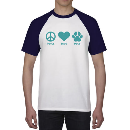 Peace Love Dogs Dog Paws Funny Dog Lovers Animal Pet Peace Logo Baseball T Shirt