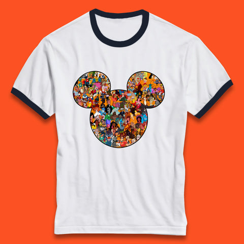 Disney Mickey Mouse Minnie Mouse Head All Disney Characters Together Disney Family Animated Cartoons Movies Characters Disney World Ringer T Shirt