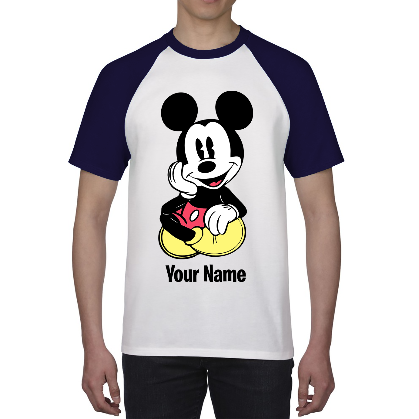 Personalised Disney Mickey Mouse Your Name Cartoon Character Disney World Walt Disney Baseball T Shirt