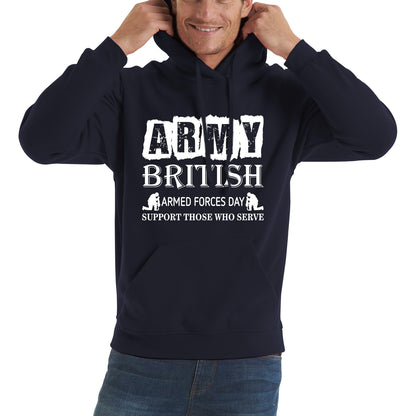 Army British Armed Forces Day Support Those Who Serve Lest We Forget Remembrance Day Veterans Day Poppy Flower Unisex Hoodie