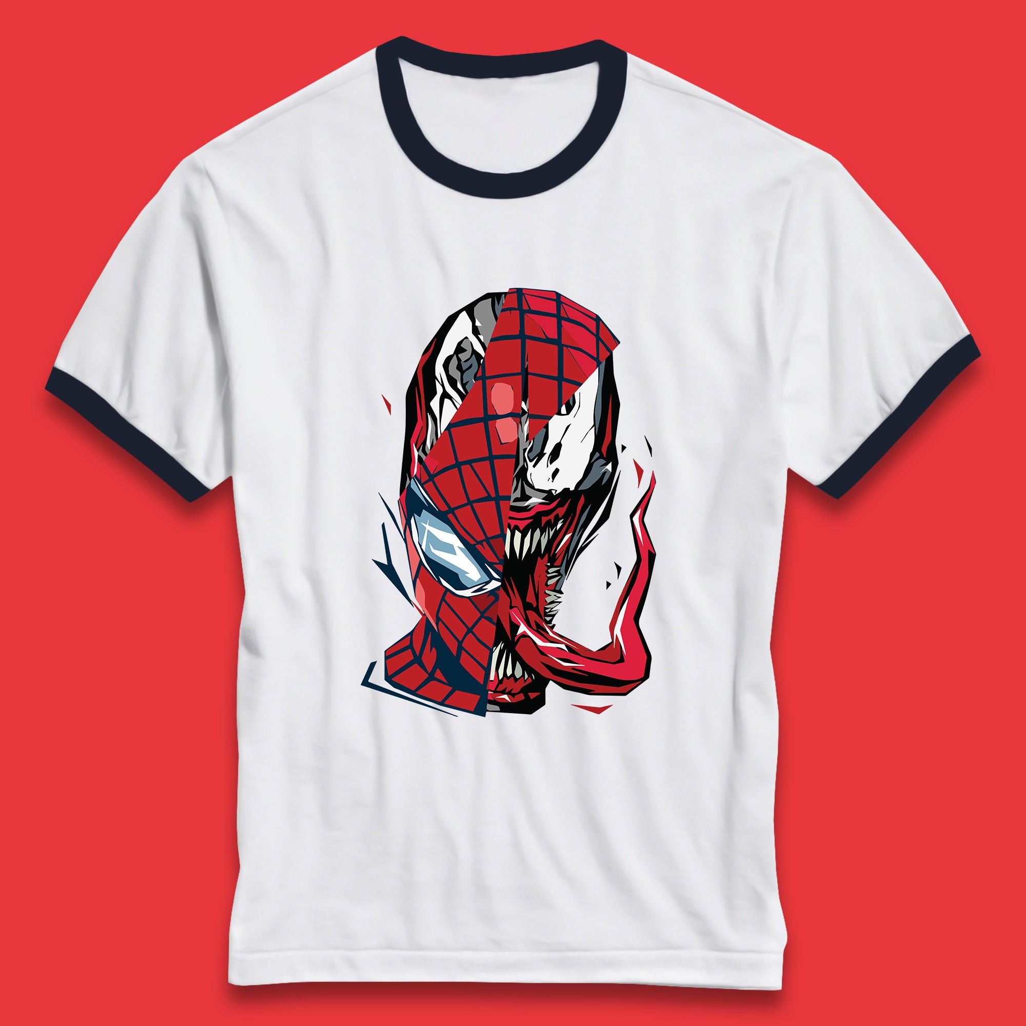 Marvel Spider-Man Maximum Venom Miles Morales Big Face Marvel Avenger Spider-Man & Venom Face Ringer T Shirt