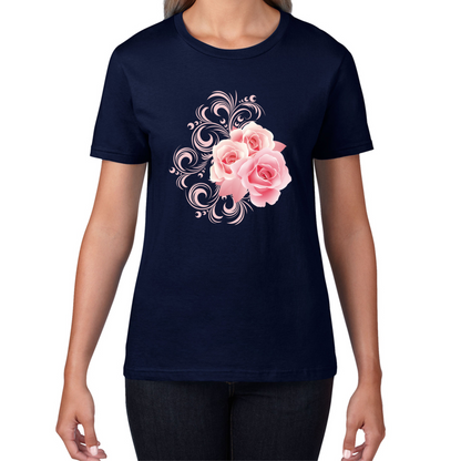 Vintage Flowers Ladies Pink Roses Summer Spring Always Happy Women's Gift Womens Tee Top