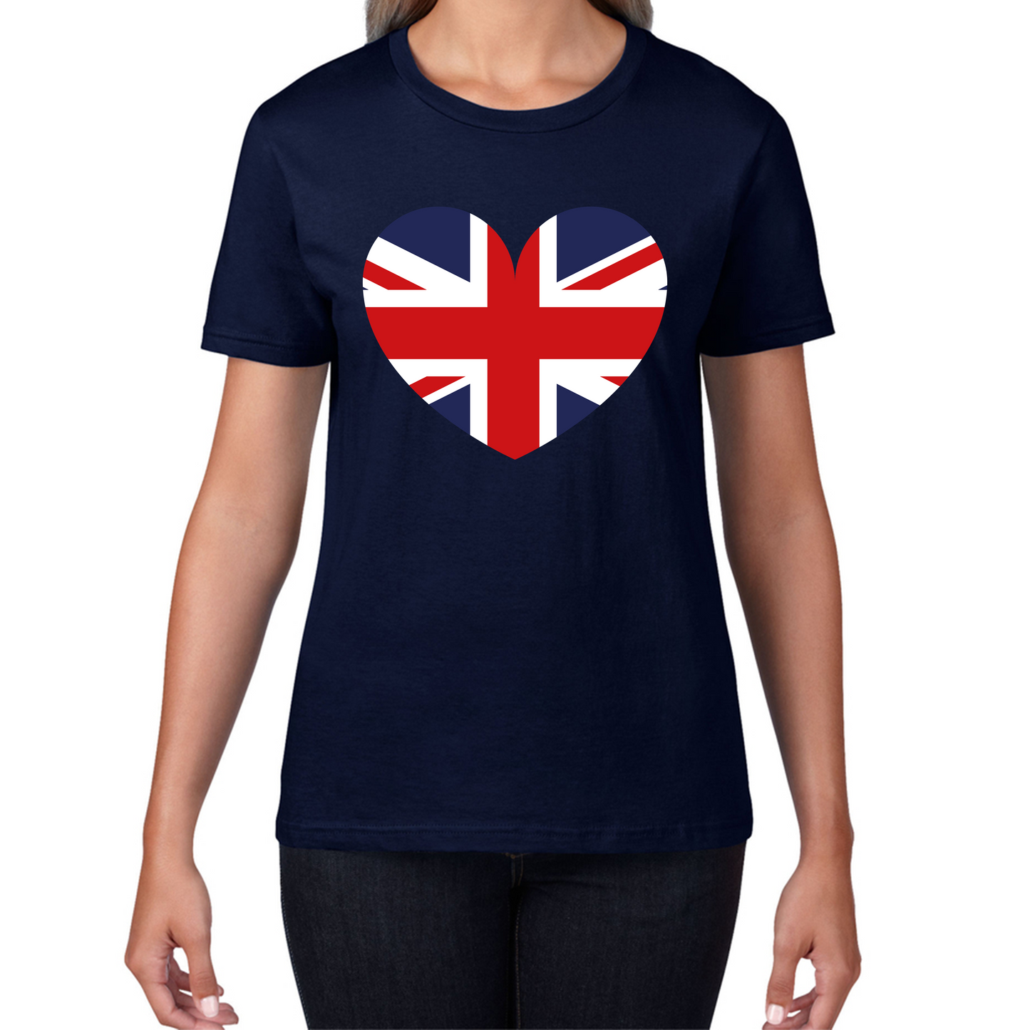 Uk Flag Heart Shape Battle Of Boyne's Queen Platinum Jubilee British Royal Womens Tee Top