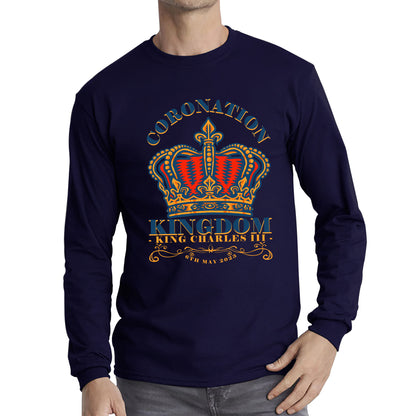 Coronation Kingdom King Charles III 6th May 2023 Royal Crown CR III His Majesty Union Jack Long Sleeve T Shirt