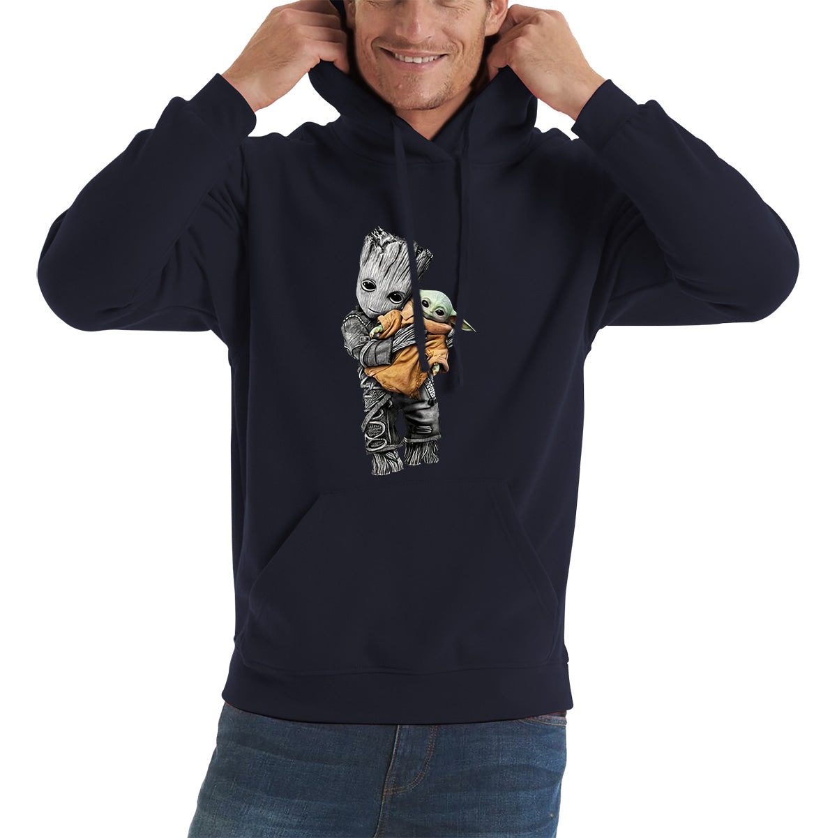 Baby Groot Holding Baby Yoda Avengers Hero Star Avenger Jedi Wars Star Wars Day 46th Anniversary Unisex Hoodie