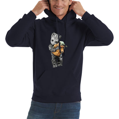 Baby Groot Holding Baby Yoda Avengers Hero Star Avenger Jedi Wars Star Wars Day 46th Anniversary Unisex Hoodie