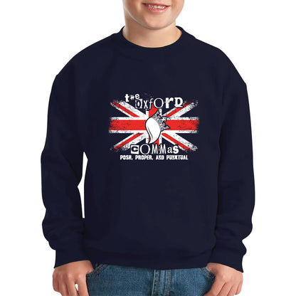 The Oxford Commas Push, Proper and Punktual Funny Grammar UK Flag Kids Jumper
