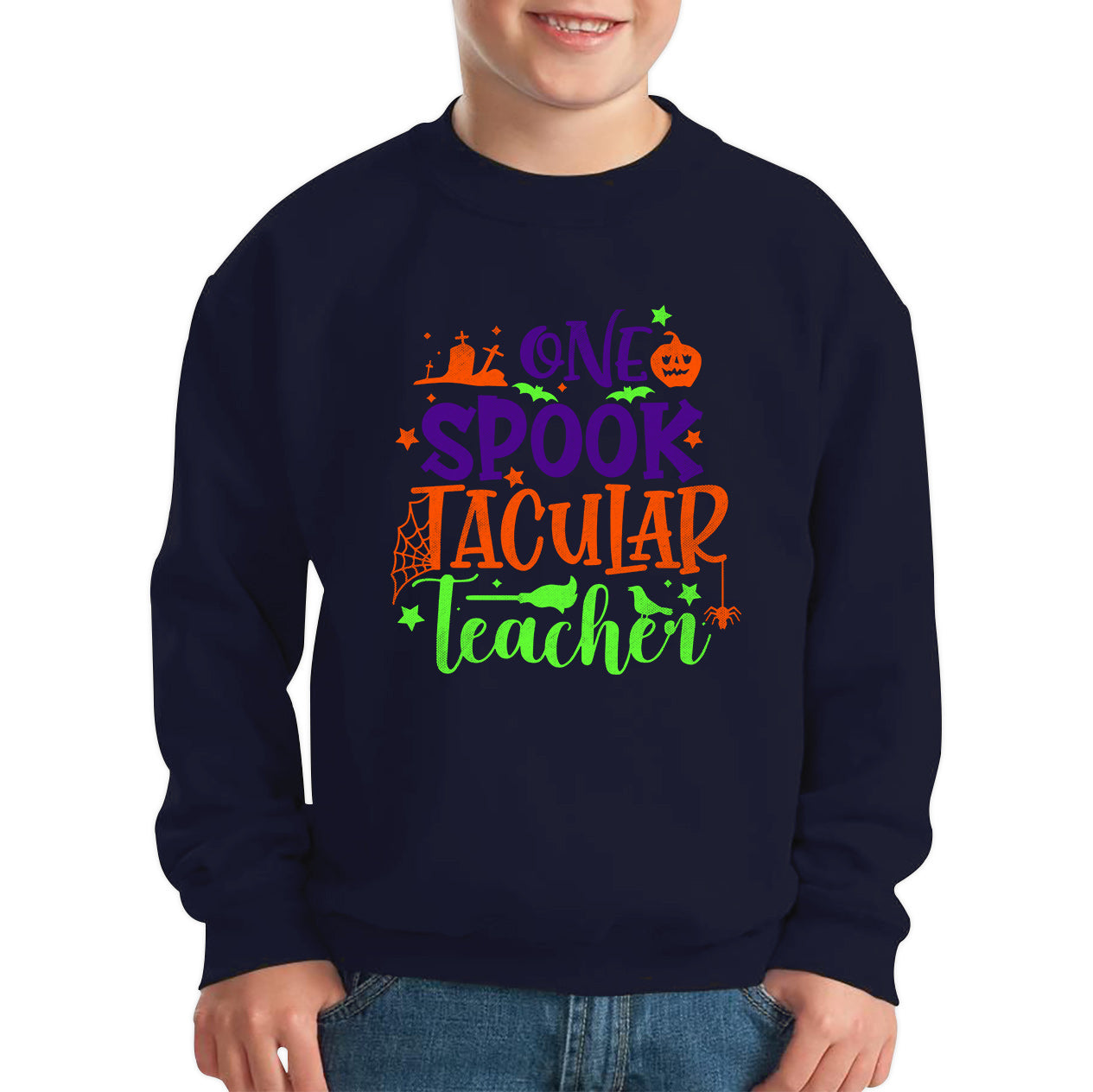 One Spooktacular Teacher Halloween Teacher Funny Halloween Spooktacular Teacher Kids Jumper