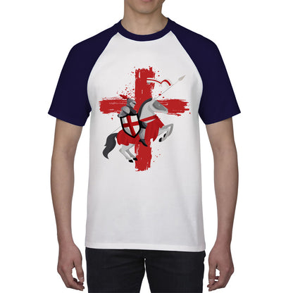 St George Day The Medieval Knight Saint Of England Celebrated On Saint Georges's Day Riding His Rearing Horse Baseball T Shirt