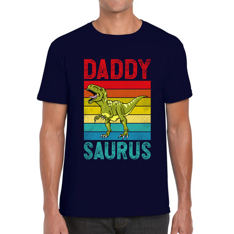 Daddy Saurus Funny T-Rex Father's Day Vintage Dinosaur Animal Mens Tee Top