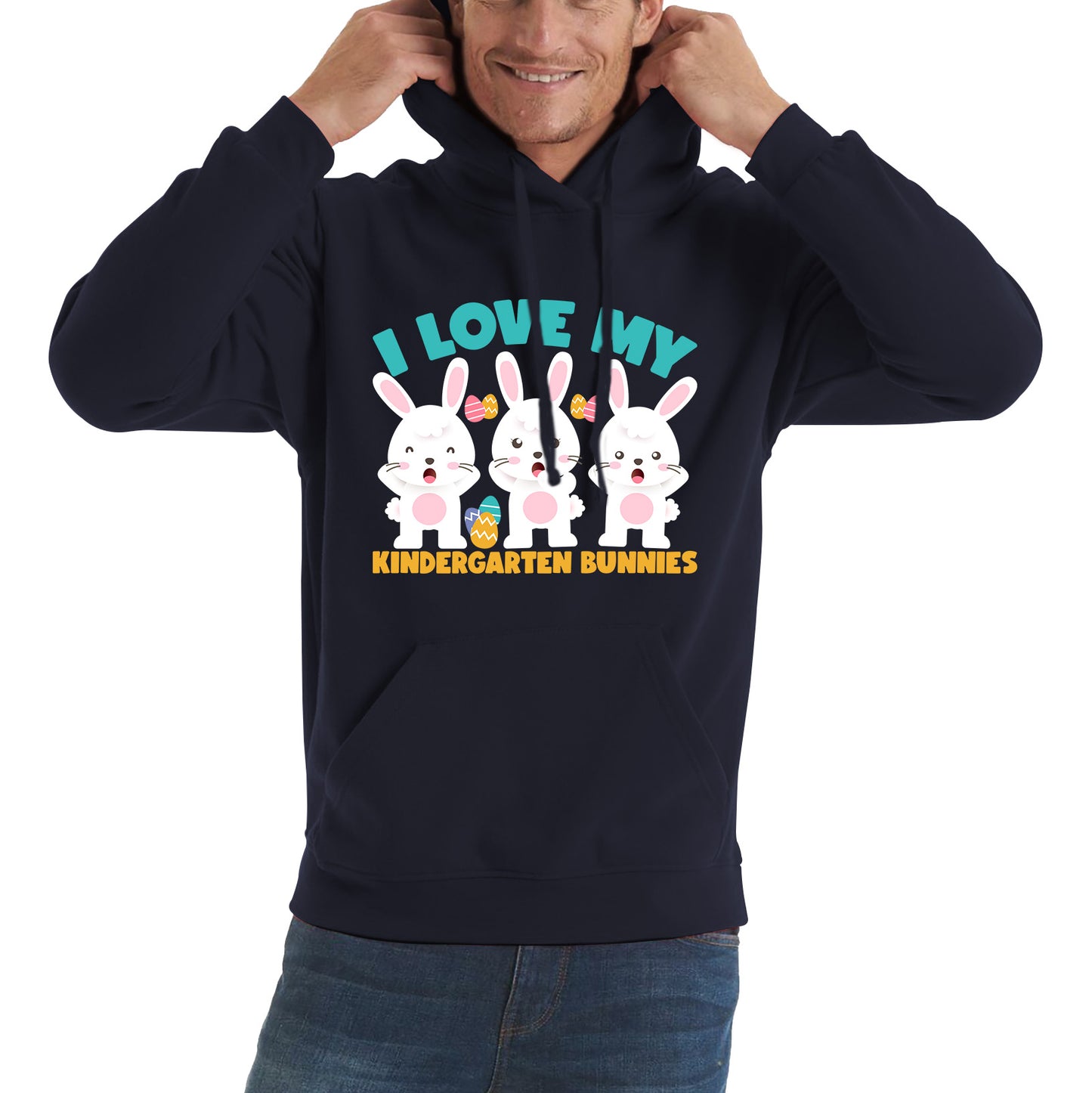 I Love My Kindergarten Bunnies Teacher Easter Bunny Teacher Back To School Unisex Hoodie