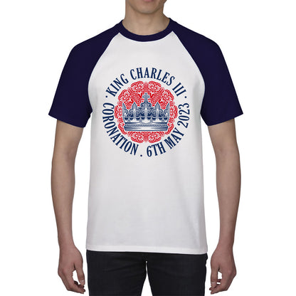 King Charles III Coronation 6th May 2023 Royal Crown CR III Ruling Monarch Of England United Kingdom Baseball T Shirt