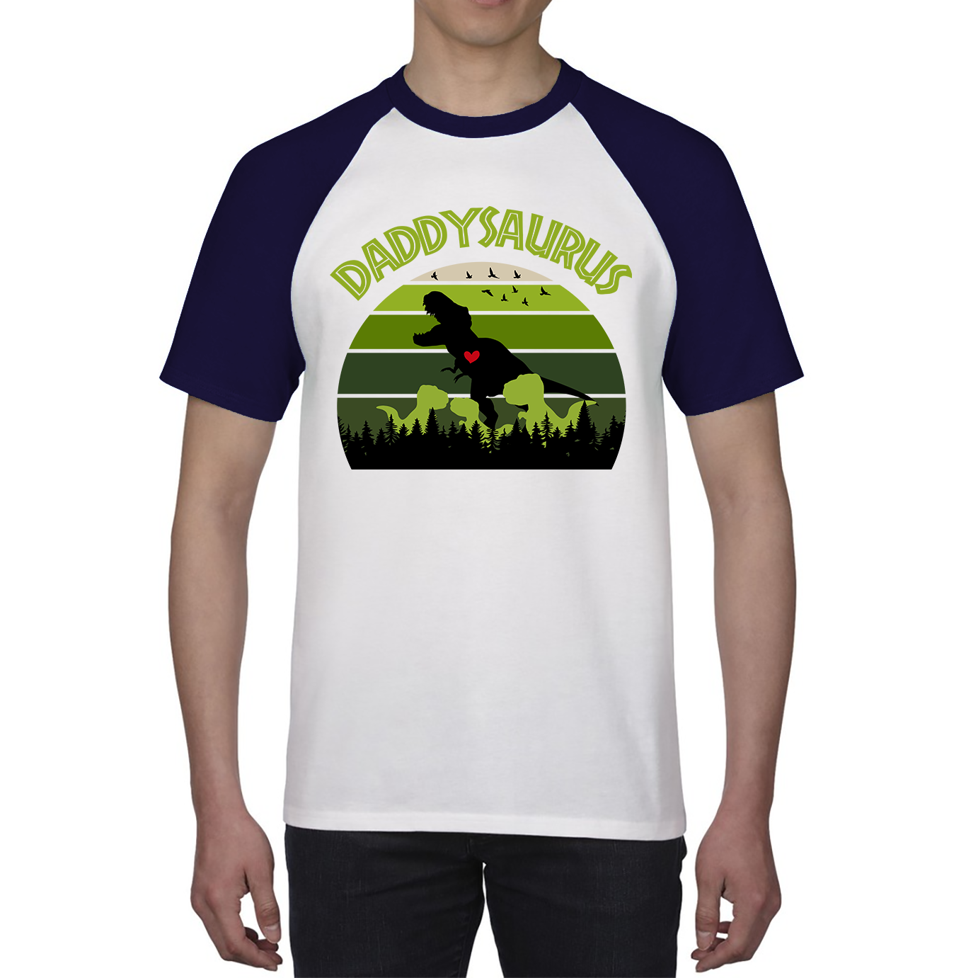Daddy Saurus Funny T-Rex Fathers Day Vintage Dinosaur Dino World Animal Baseball T Shirt