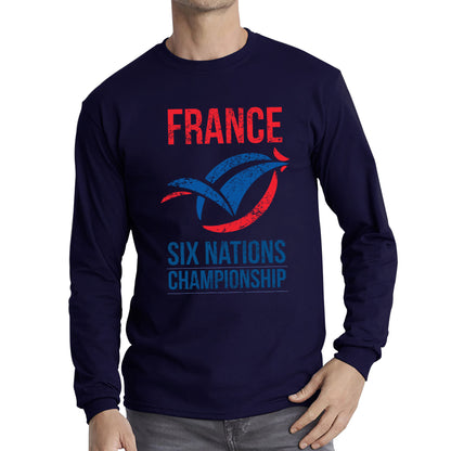 France Flag Logo Rugby Cup European Support World Six Nations Championship Long Sleeve T Shirt