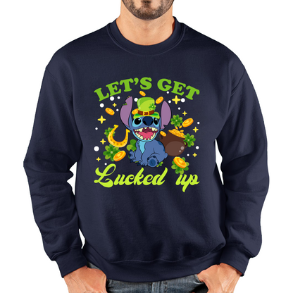 Let's Get Lucked Up Stitch Leprechaun Funny Cartoon St Patrick's Day Irish Festival Unisex Sweatshirt
