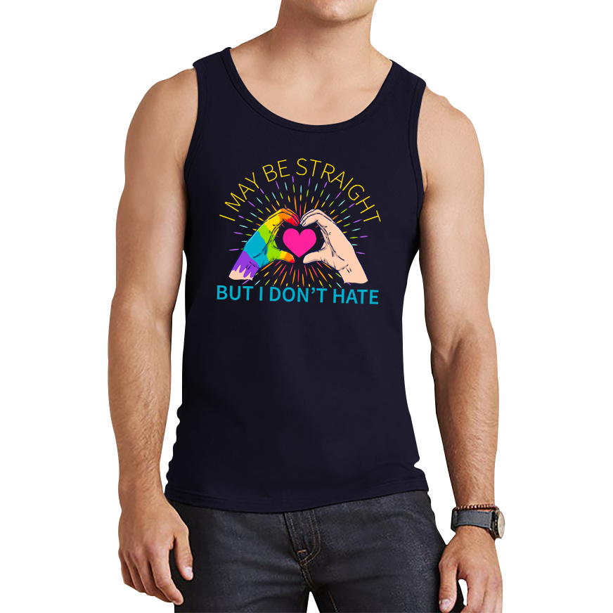 I May Be Straight But I Don't Hate LGBT Gay Pride Lesbians Hand Heart Tank Top