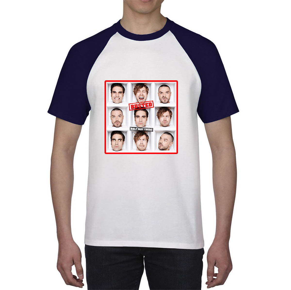 Half Way There Studio Album By Busted English Pop Punk Band Busted 20th Anniversary Baseball T Shirt
