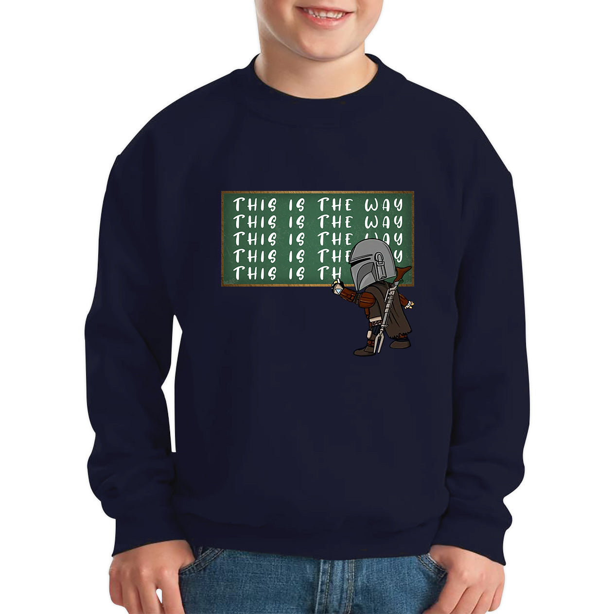 This Is The Way Dadalorian Fight War Warrior With Helmet Funny Gift Kids Jumper