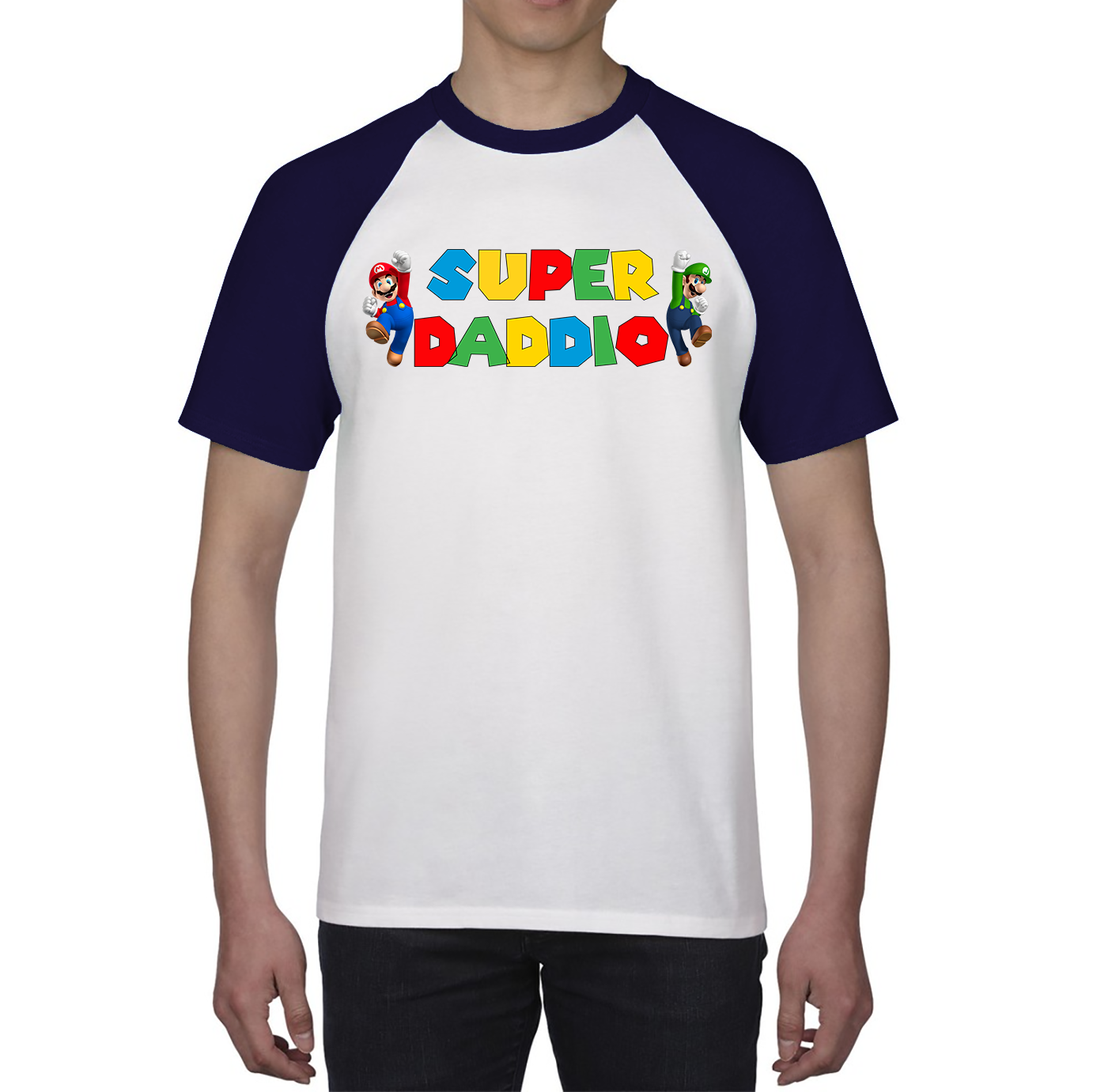 Super Daddio Funny Super Mario Fathers Day Love For Dad Daddy Funny Mario Bros Baseball T Shirt