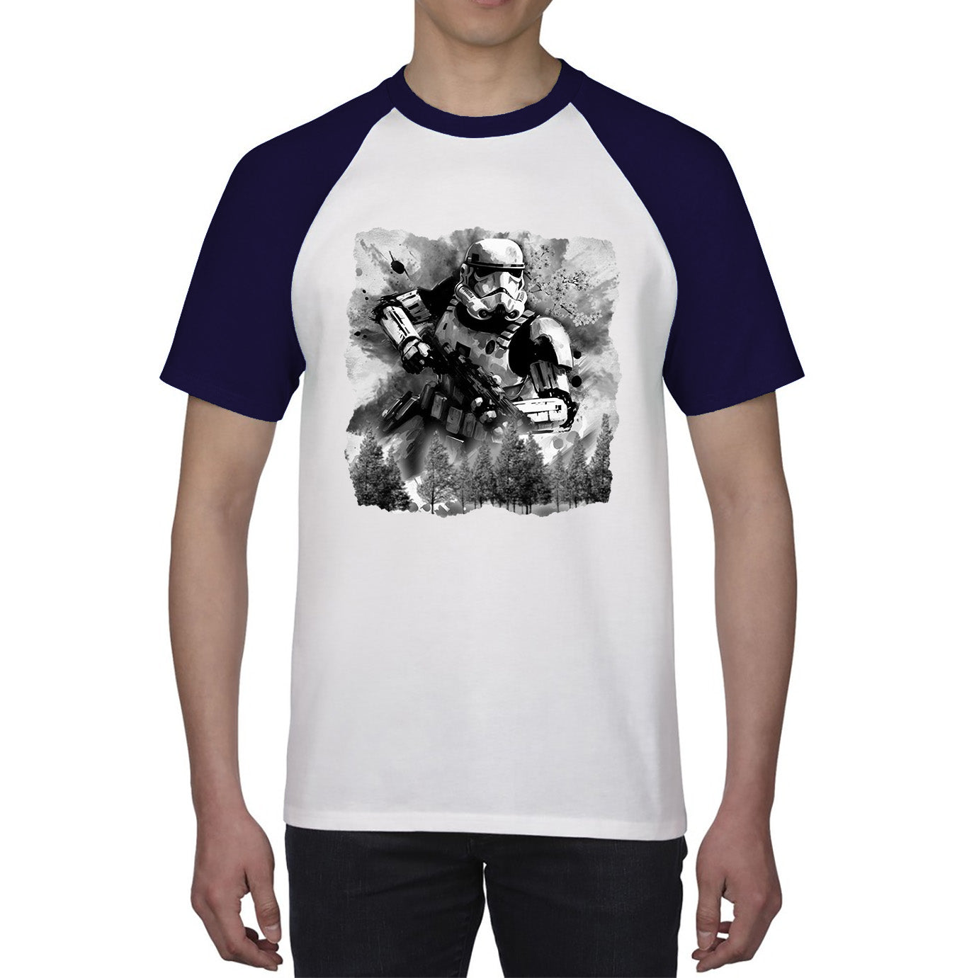 Hunter In The Forest Death Star Vintage Poster Graphic Movie Series Baseball T Shirt