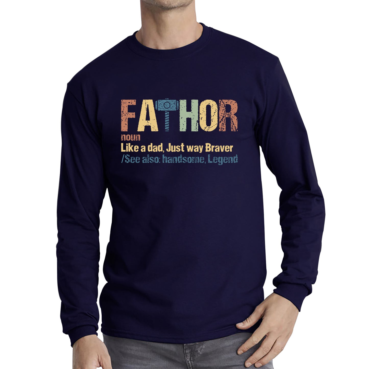 FaThor Avengers Daddy Hero Funny Marvel Dad Superhero Father's Day Long Sleeve T Shirt