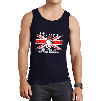 The Oxford Commas Push, Proper and Punktual Funny Grammar UK Flag Tank Top