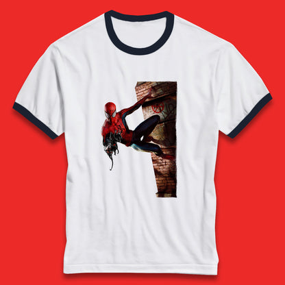 Spider-Man Venom Takeover Spiderman On Building Marvel Comics Character Superhero Marvel Spiderman Ringer T Shirt