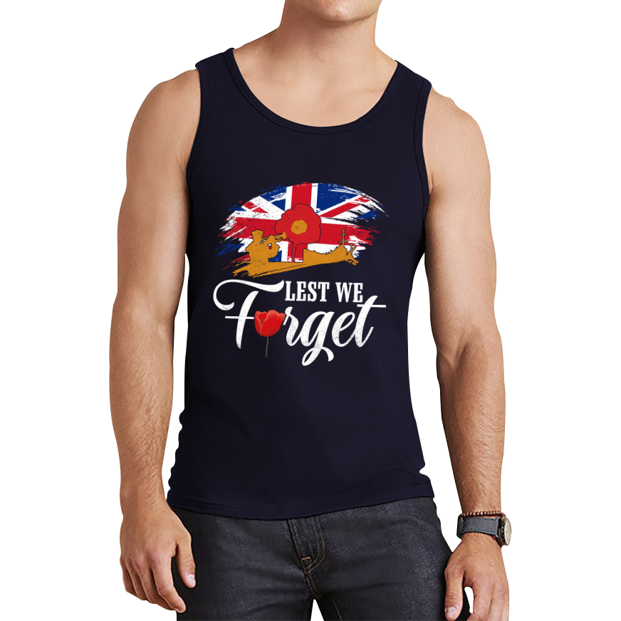 Poppy Flowers Lest We Forget Anzac Day British Veterans Tank Top
