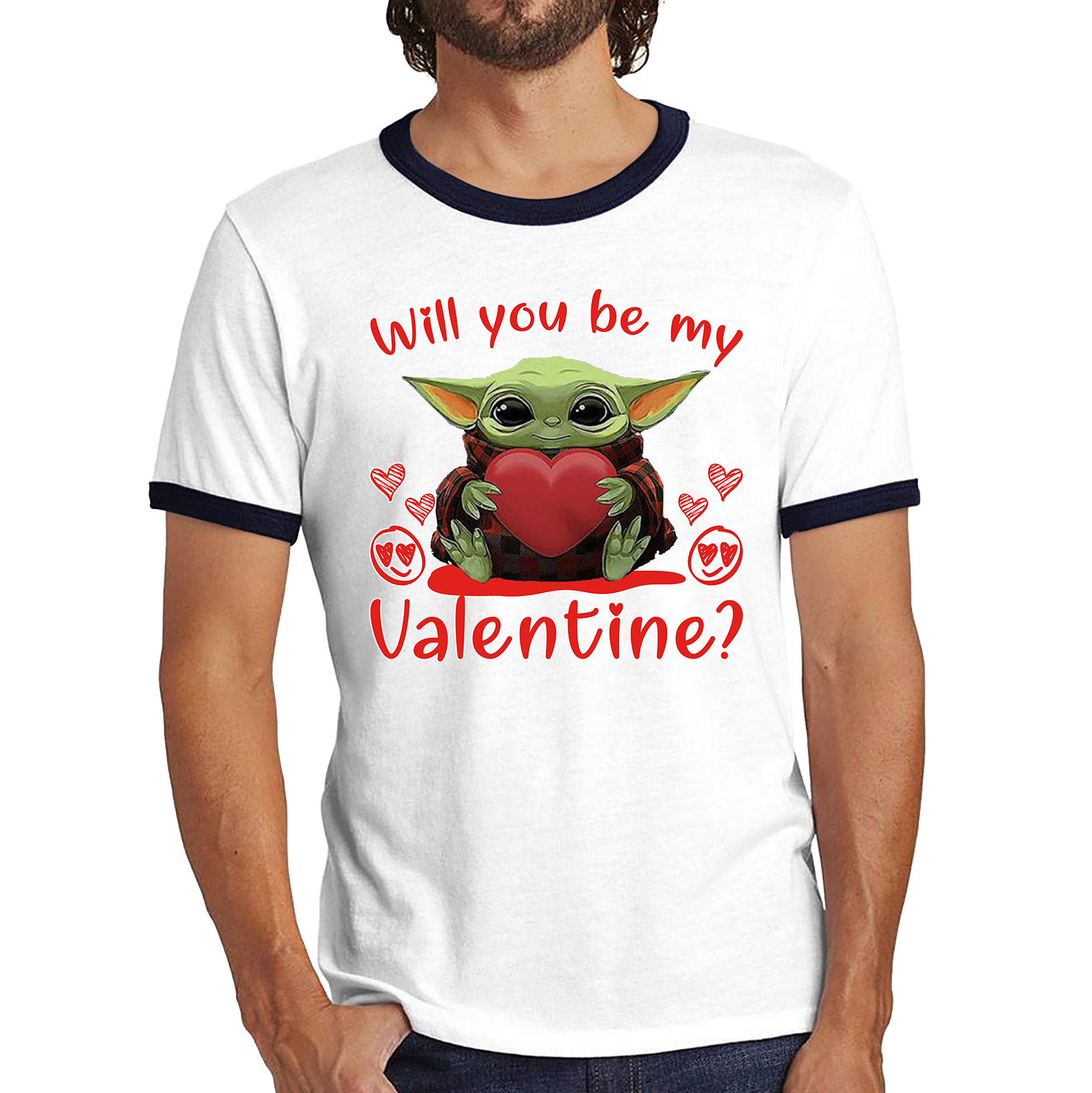 Baby Yoda Ringer T Shirt Will You Be My Valentine Ringer T Shirt