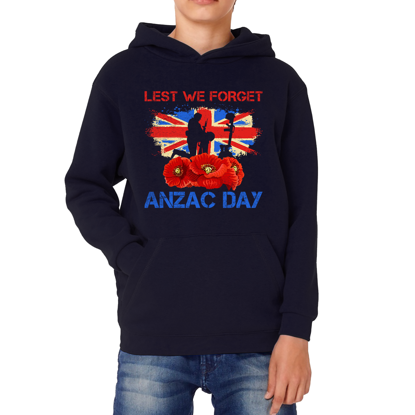 Poppy Flowers Lest We Forget Anzac Day British Veterans Remembrance Day Hoodie