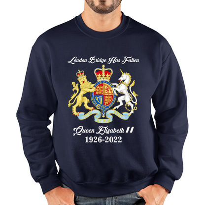London Bridge Has Fallen Queen Elizabeth II Union Jack Queen's Crown Unisex Sweatshirt