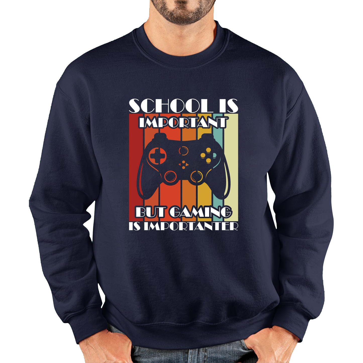 School Is Important But Gaming Is Importanter Gaming Controller Sweatshirt
