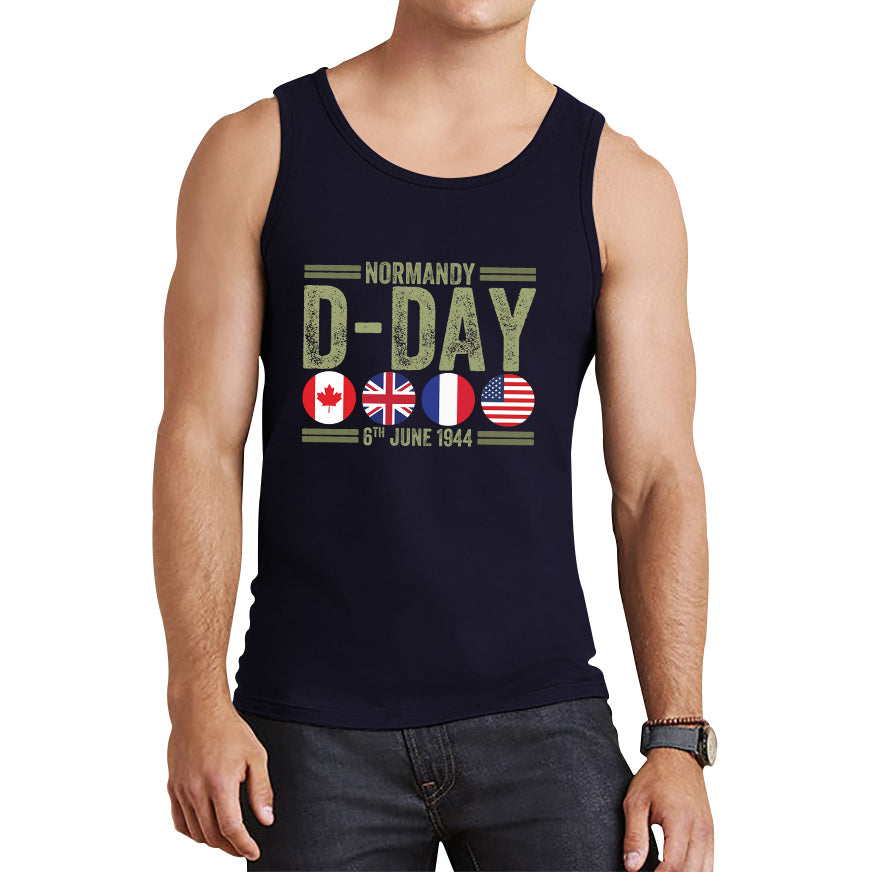 Normandy D-Day 6th June 1944 Normandy Landings World War II British Canadian Airborne Military Seaborne Invasion UK Army Veteran Patriotic Tank Top