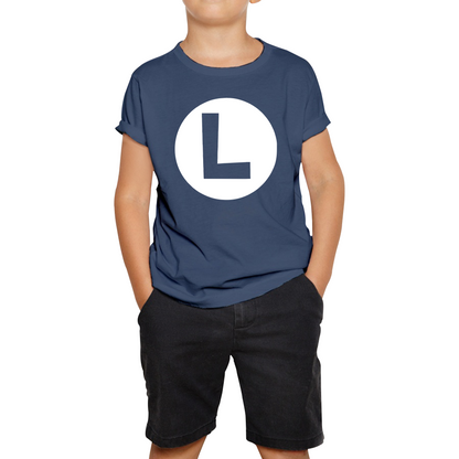 Mario Bros Character Logo Luigi Mario Waluigi Peach Bowser Toad Retro Gaming Kids Tee