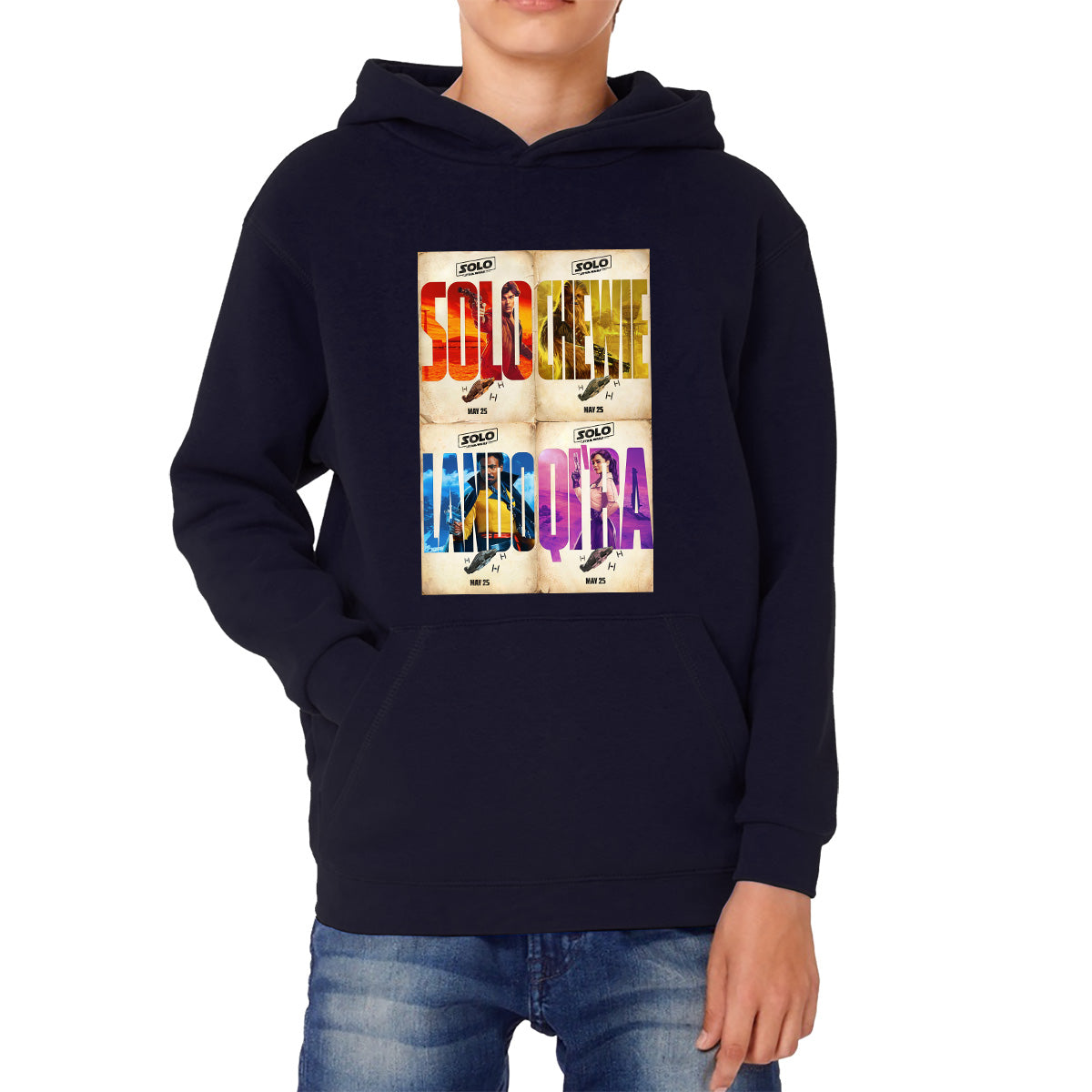 Solo A Star Wars Story Posters Solo Chewie Lando Qira Sci-fi Action Adventure Movie Characters Star Wars Galaxy's Edge Trip Kids Hoodie