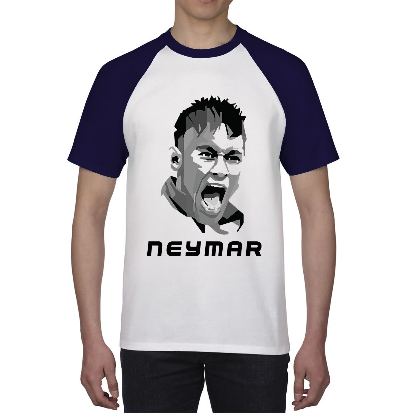 Football Player Retro Style Portrait Brazil Soccer Player Brazilian Professional Footballer Sports Champion Baseball T Shirt