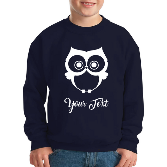 Personalised Cute Owl Your Name Cute Cartoon Owl Animal Lover Nature Lover Kids Jumper