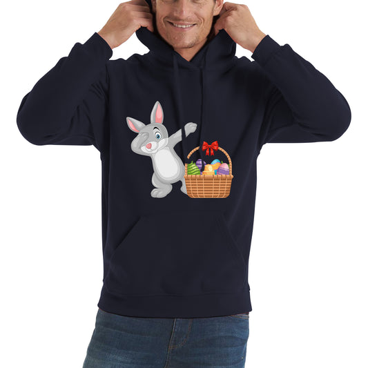 Dabbing Bunny With Eggs Basket Happy Easter Day Cute Rabbit Bunny Easter Day Unisex Hoodie