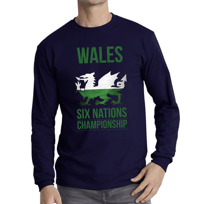 Wales Flag Logo Rugby Cup European Support World Six Nations Championship Long Sleeve T Shirt