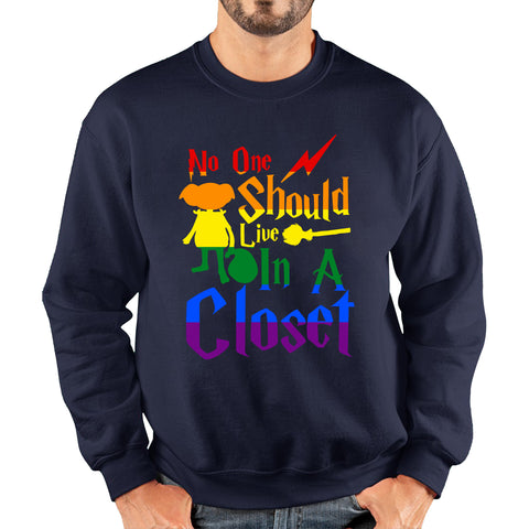 No One Should Live In A Closet Harry Potter LGBT Gay Pride Vintage Unisex Sweatshirt